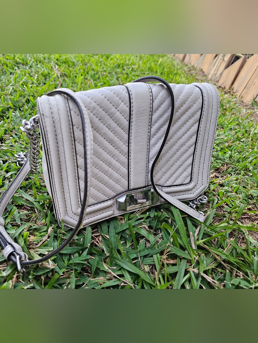 Rebecca Minkoff Gray Quilted Crossbody Bag with Silver Hardware